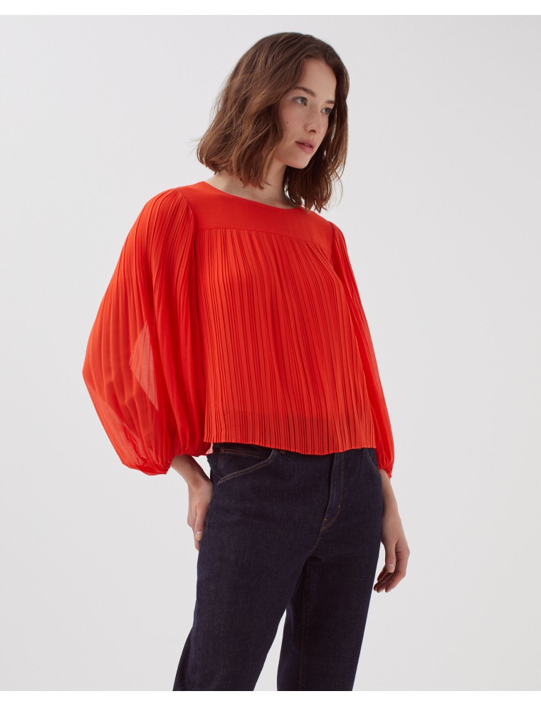 Blouse fluide plissée cherry tomato