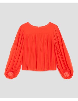 Blouse fluide plissée cherry tomato