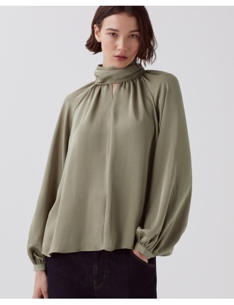 Blouse fluide toucher soie covert green