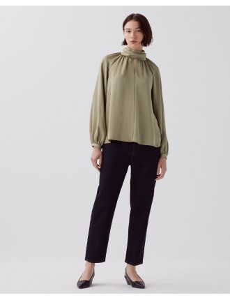 Blouse fluide toucher soie covert green