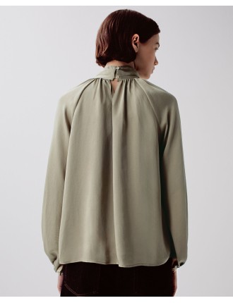 Blouse fluide toucher soie covert green