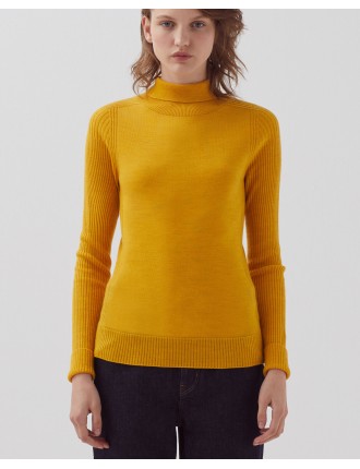 Pull ajusté en laine mérinos sunset yellow