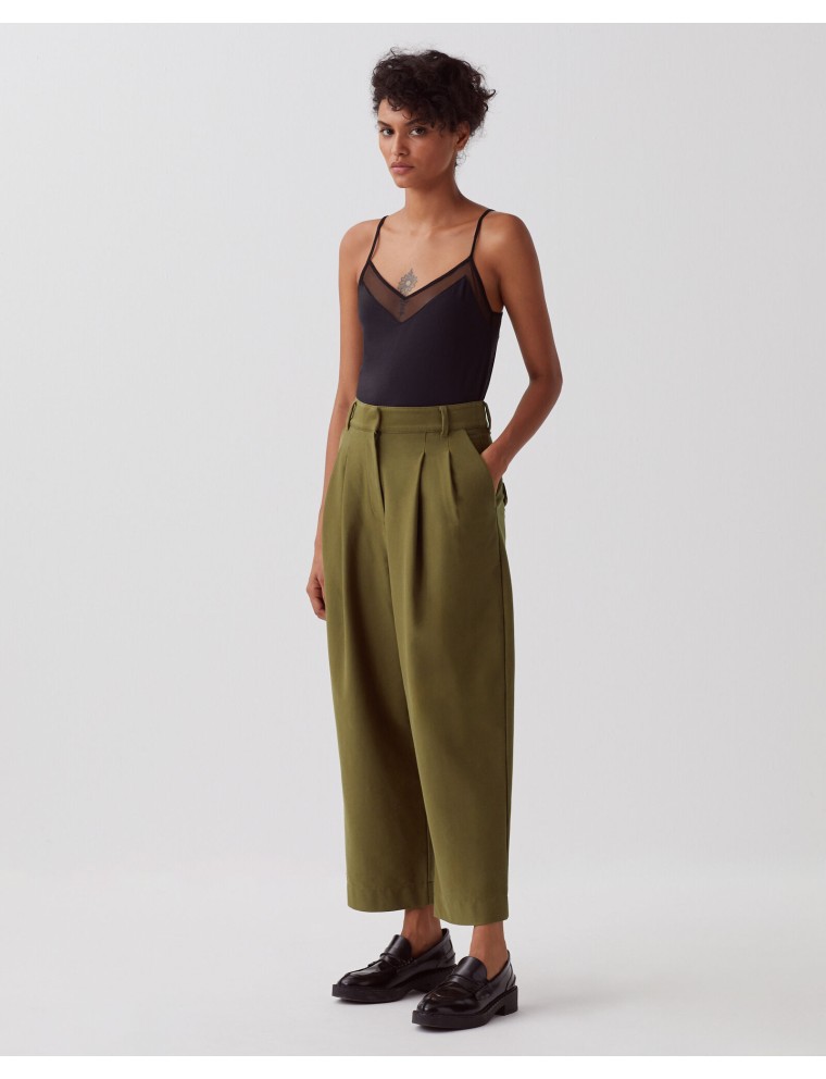 PEGGY - Pantalon carrot military olive