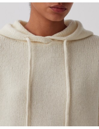 Pull à capuche en laine glass green beige