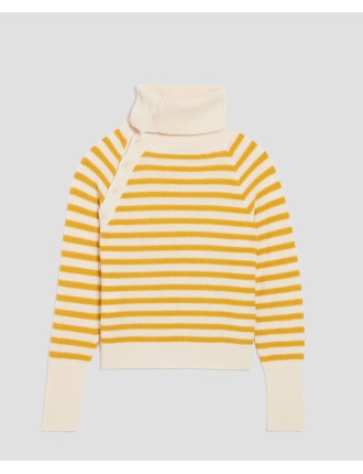 Pull marin col boutonné en laine mérinos st ecru yellow