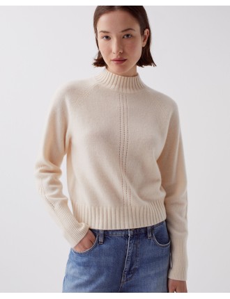 Pull col montant en cachemire pearled ivory