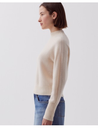 Pull col montant en cachemire pearled ivory