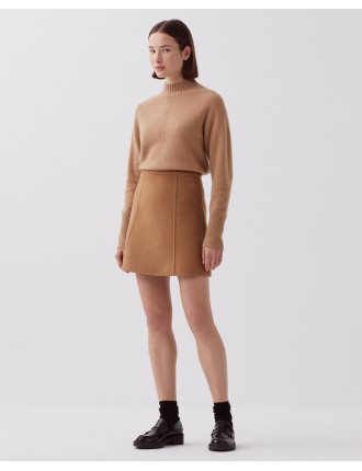 Pull col montant en cachemire camel