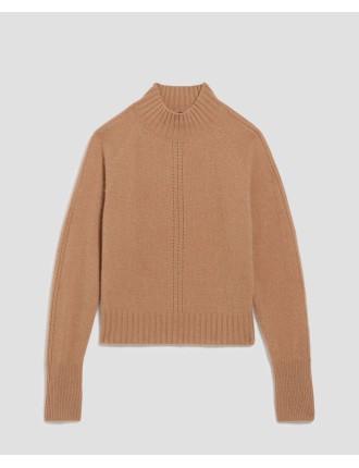 Pull col montant en cachemire camel