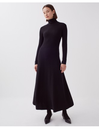 Robe longue en laine mérinos black beauty