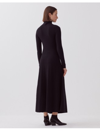 Robe longue en laine mérinos black beauty