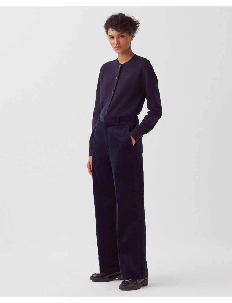 Pantalon en velours côtelé navy