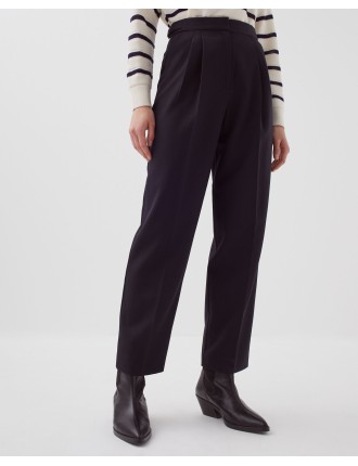 CAMILLE - Pantalon à plis en laine black beauty