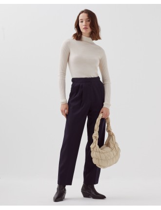 CAMILLE - Pantalon à plis en laine night sky