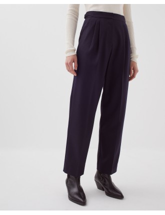 CAMILLE - Pantalon à plis en laine night sky