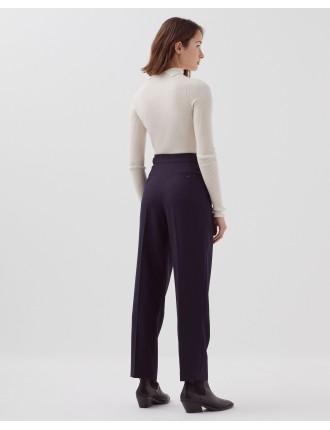 CAMILLE - Pantalon à plis en laine night sky