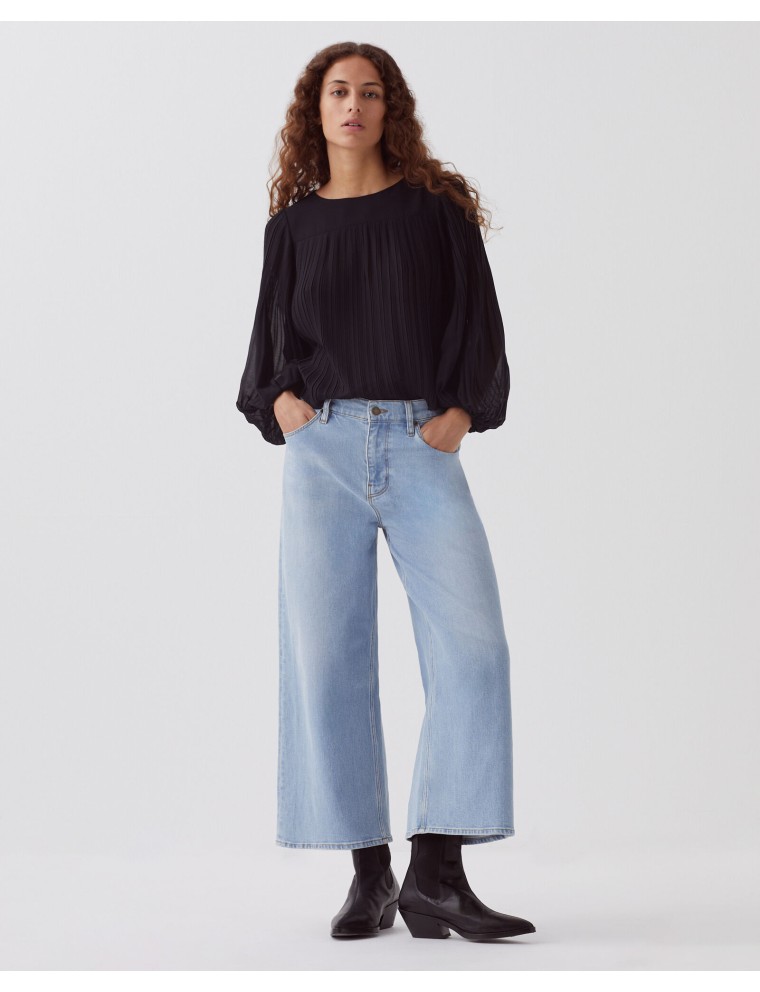 EMY - Jean cropped wide leg light wash