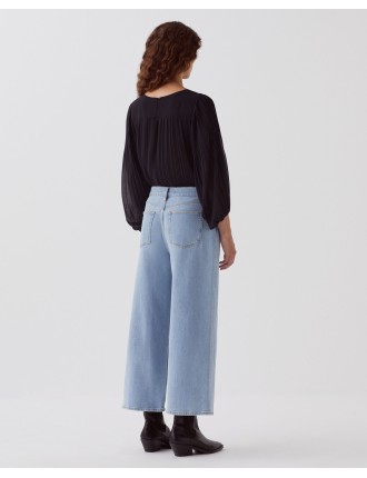 EMY - Jean cropped wide leg light wash