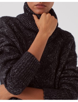 Pull en maille torsadée black lurex