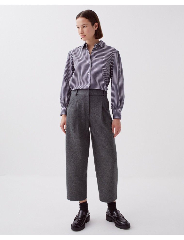 PEGGY - Pantalon carrot grey melange