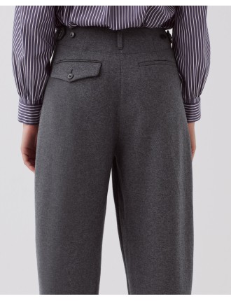 PEGGY - Pantalon carrot grey melange